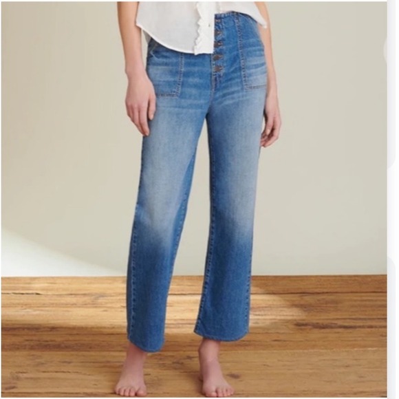 Veronica Beard Denim - Veronica‎ Beard Crosbie High Rise Wide Crop Jeans Juno Wash Blue Size 27/4